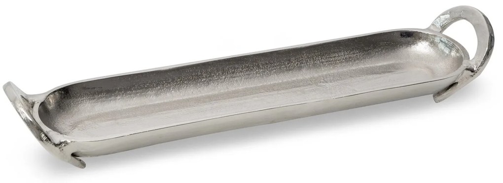 DEKORAČNÝ KOVOVÝ PODNOS SARA 45X10 STRIEBORNÝ
