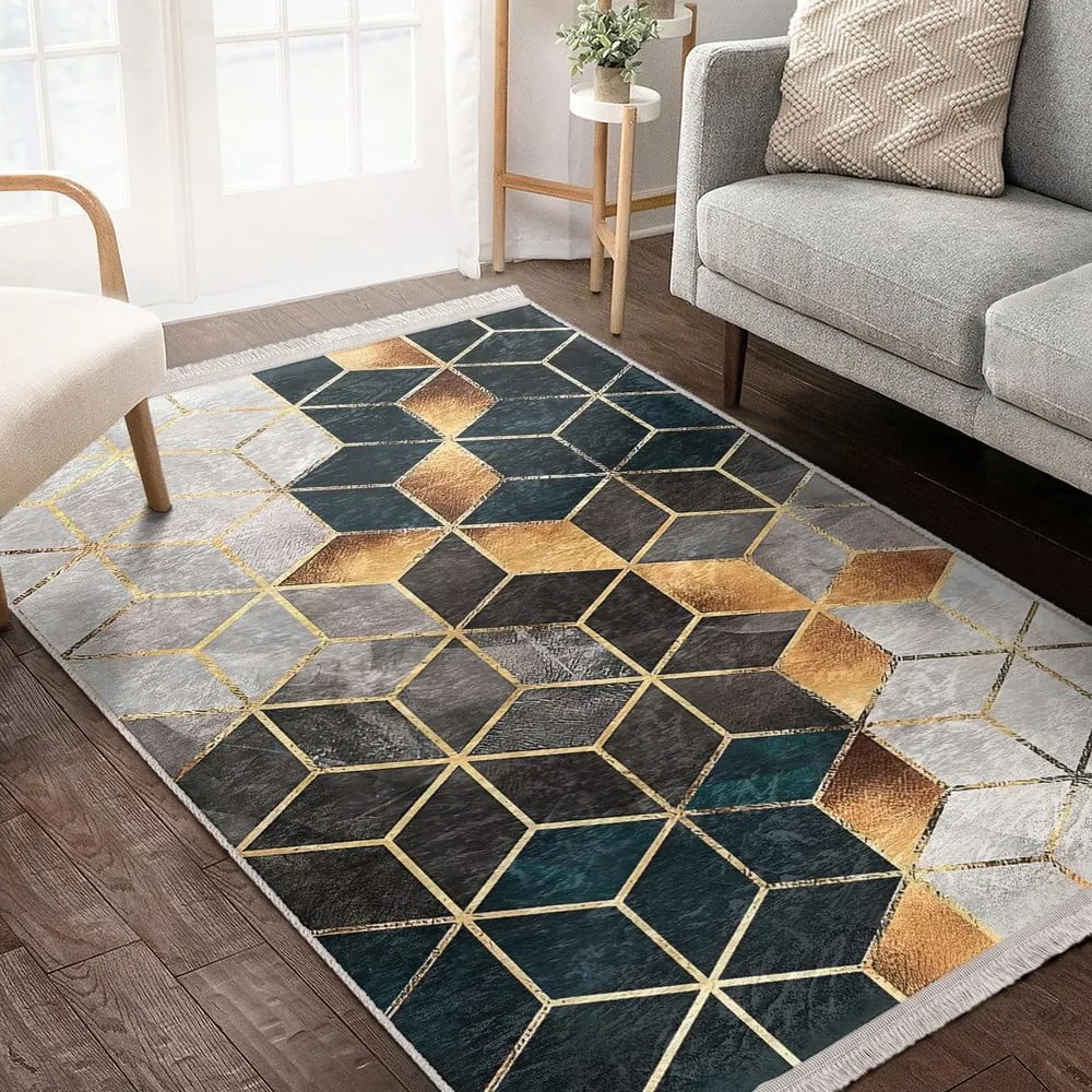 Bielo-petrolejový prateľný koberec 160x230 cm – Mila Home