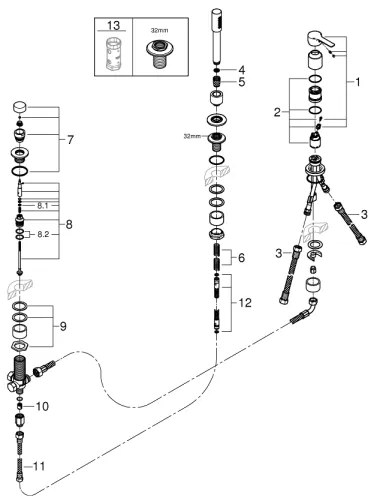 GROHE 19965001 - Vaňová trojotvorová batéria LINEARE lesklý chróm