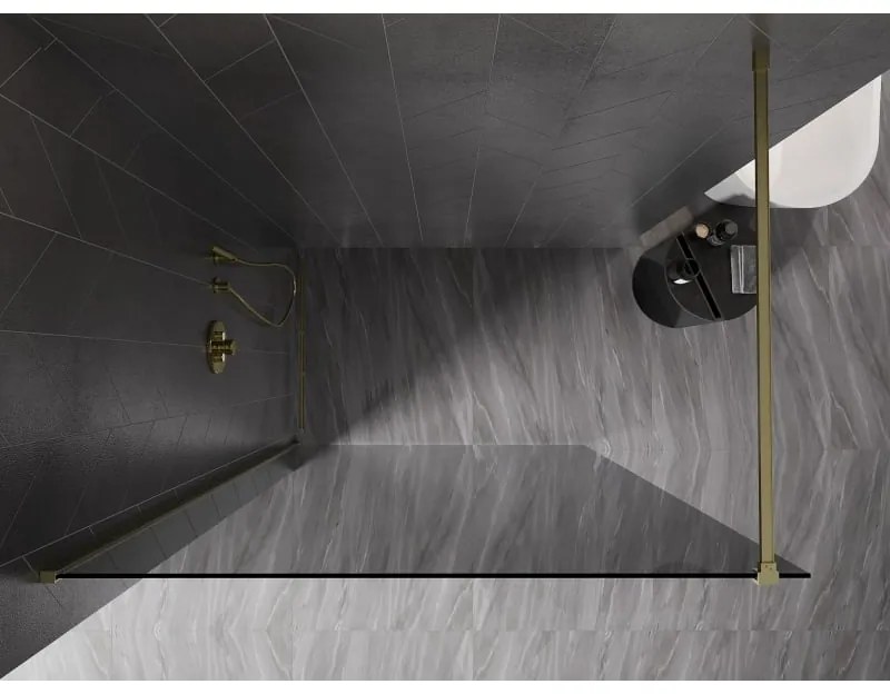 Mexen Kioto-X, sprchová zástena 120 x 200 cm, 10mm šedé sklo, zlatý matný profil, 800-120-101-55-40-X