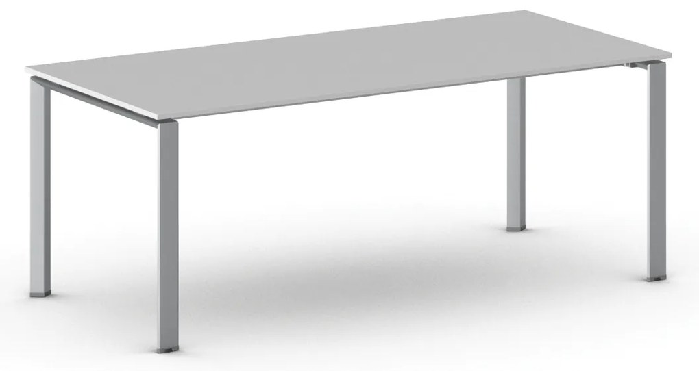 Rokovací kancelársky stôl PRIMO INFINITY, 200x90 cm, sivostrieborná podnož, sivá
