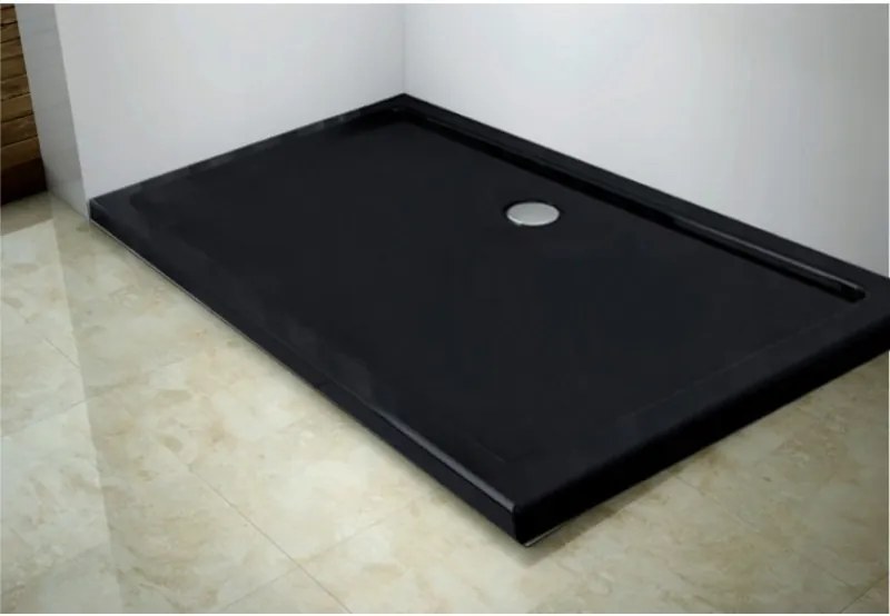 MEXEN SLIM - Obdĺžniková sprchová vanička 120x90 cm + sifon, čierna, 40709012