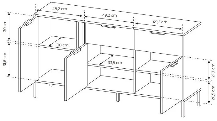 Komoda Lyran 3D2S (antracit + zlatá). Vlastná spoľahlivá doprava až k Vám domov. 1071354