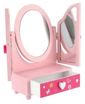 Teddies Zrkadlo šperkovnica Princess 3-dielne zásuvka drevo 16x25x8cm v krabici