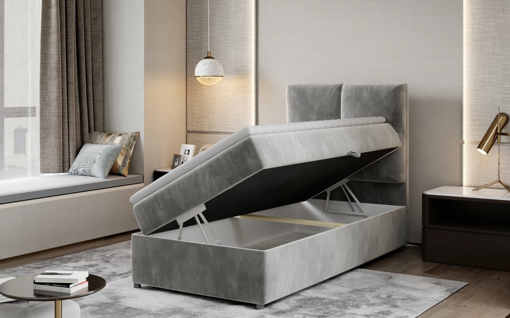 Moderná box spring posteľ Garda 90x200, zelená Monolith