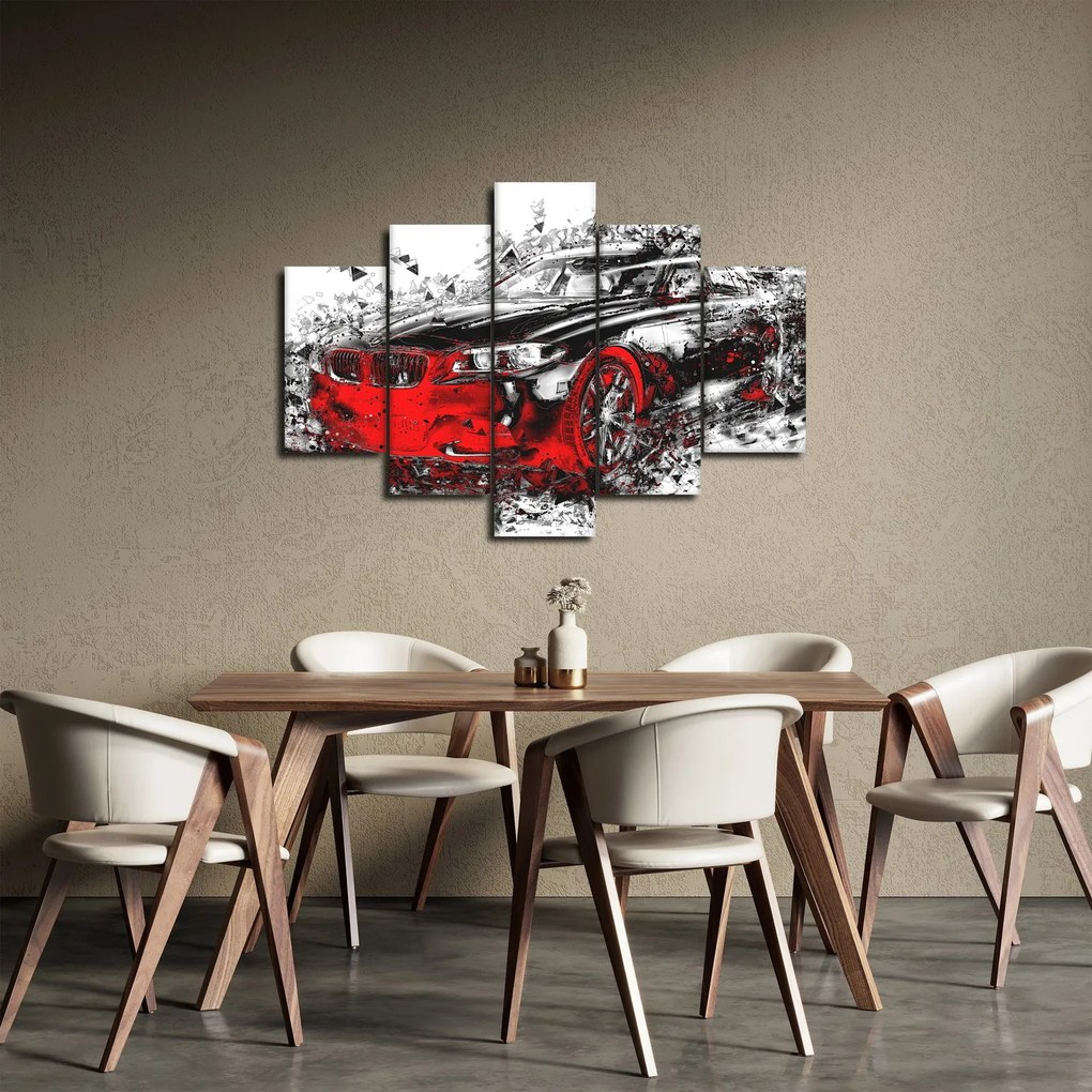 Obraz - Maľované auto v akcii (150x105 cm)
