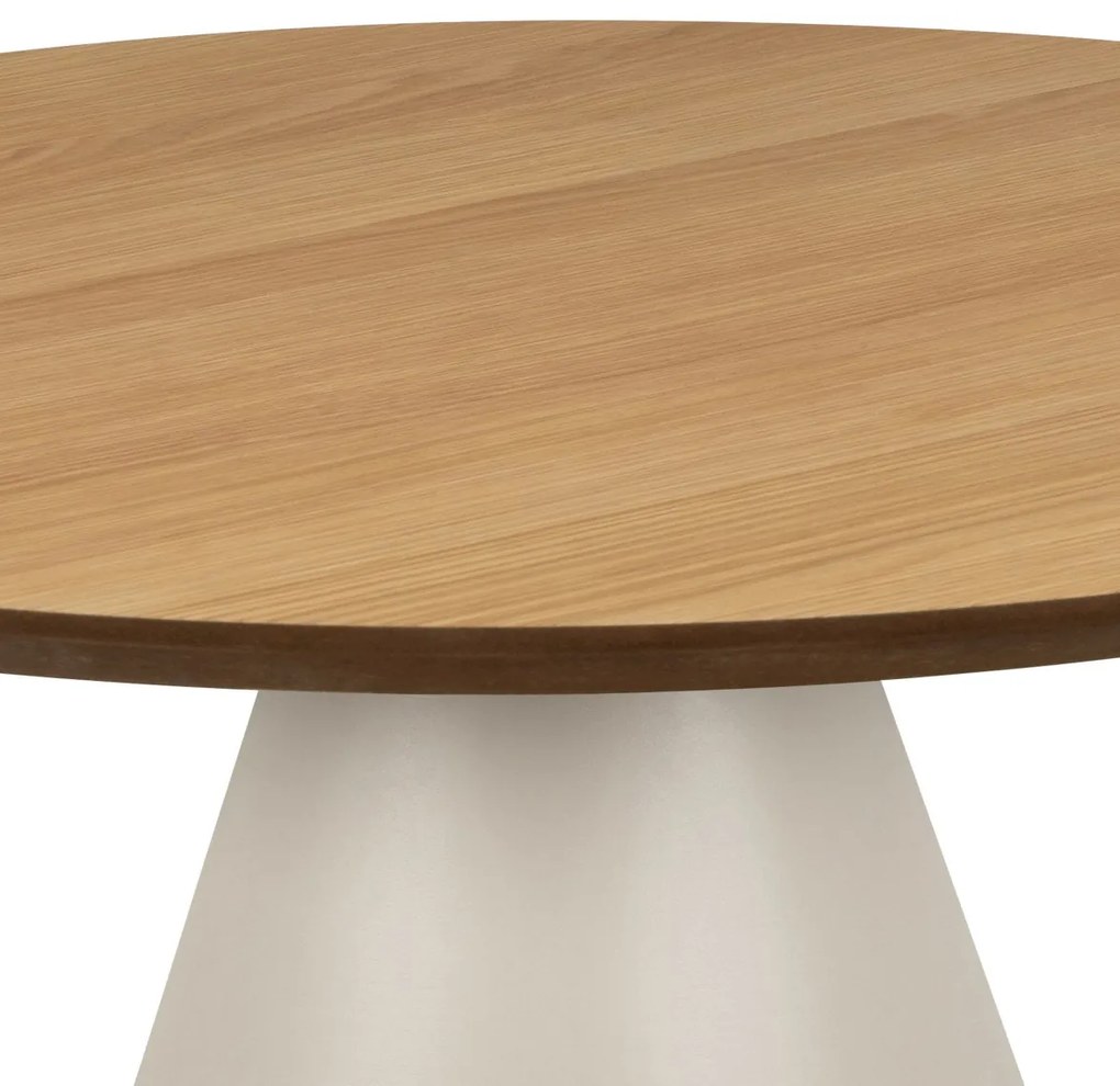 BOSCO Prírodný dub / béžová noha (Kašmír) – OKRÚHLY KÁVOVÝ STOLÍK 65 cm, KONFERENČNÝ STOLÍK DO OBÝVAČKY, DYHA