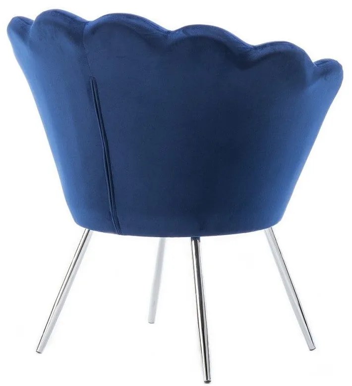 LuxuryForm DESIGN Kreslo FREY VELUR so striebornými nohami - modré