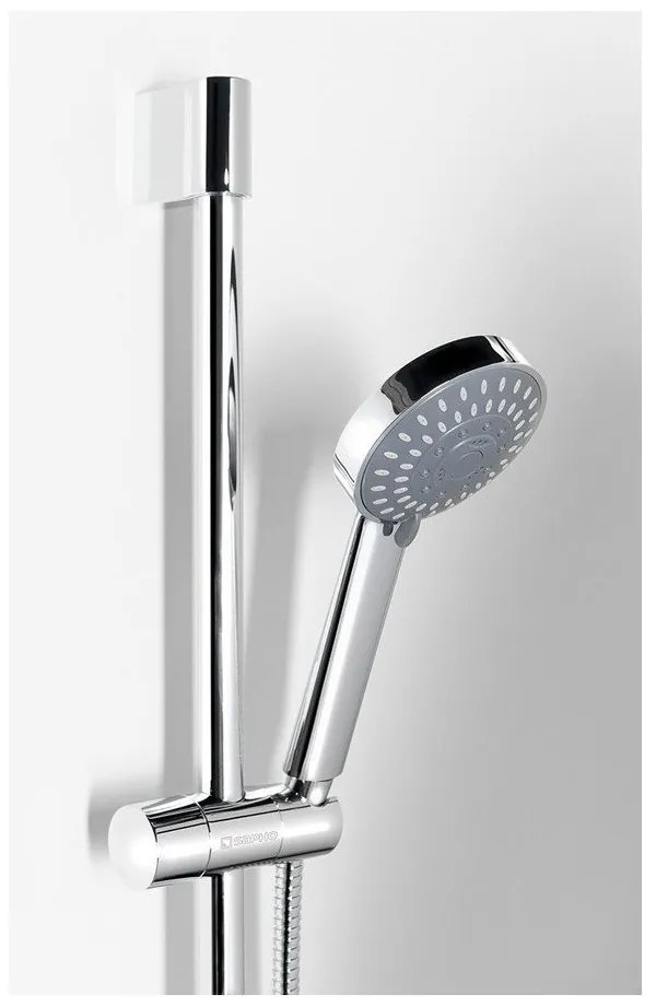Sprchová antikoro súprava v lesklo striebornej farbe s ručnou sprchou/s posuvným držiakom 98 cm Amy – Sapho