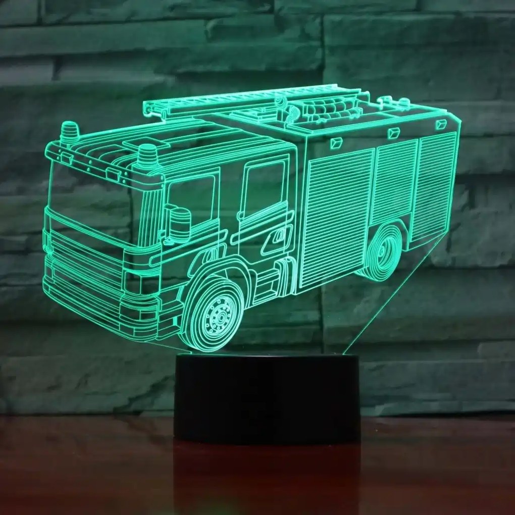 3Dmix 3DL-CRK055 – 3D LED nočná lampa - Hasičské auto (Crack základňa)