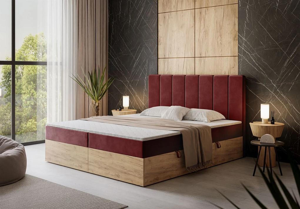 Čalúnená drevená manželská posteľ s matracom MALIA 180 x 200 cm