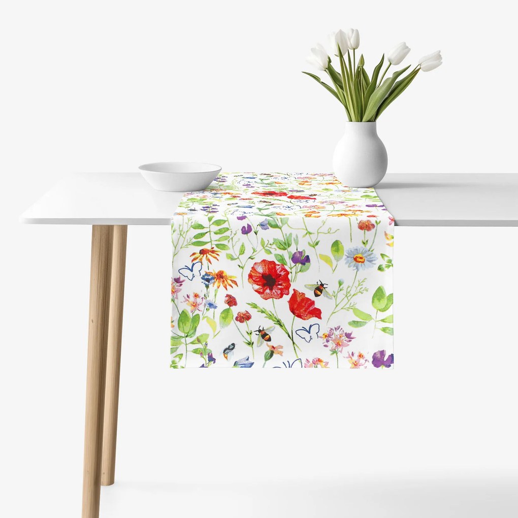Goldea behúň na stôl 100% bavlnené plátno - svieža letná lúka 50x120 cm