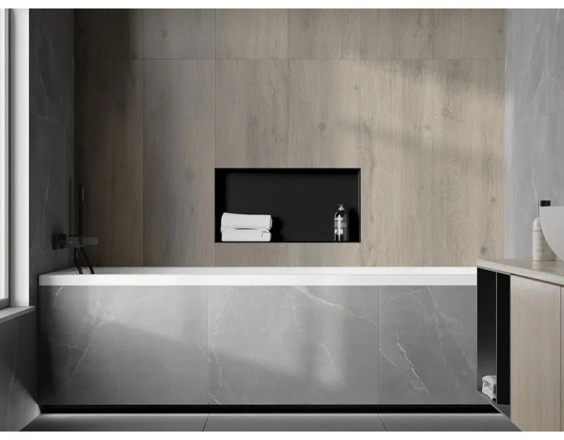 Mexen X-Wall-NR, polička na zapustenie pod obklad bez goliera 60 x 30 cm, čierna matná, 1971603010