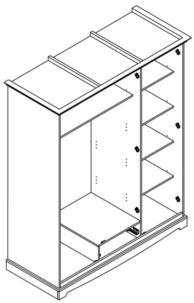 PROXIMA.store - Rustikálna šatníková skriňa 3s.1 - BELLUNO ELEGANTE FARBA: biela - dub