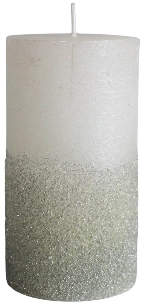 Biela sviečka s trblietkami 13cm