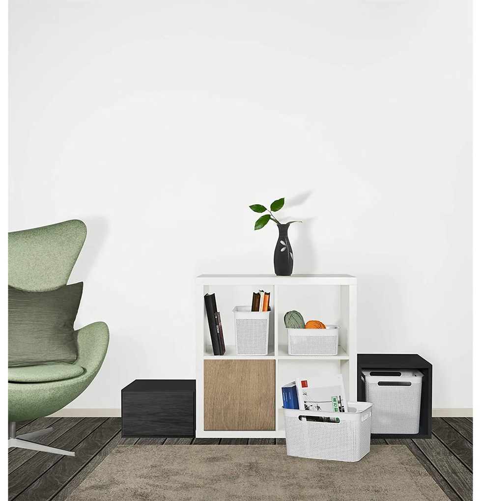 Úložný box s rúčkami BRISEN 18l, 29x29x29 cm, biely S vekom / Bez veka: Bez veka