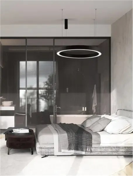 LED luster Morbido 100 čierne s diaľkovým ovládaním