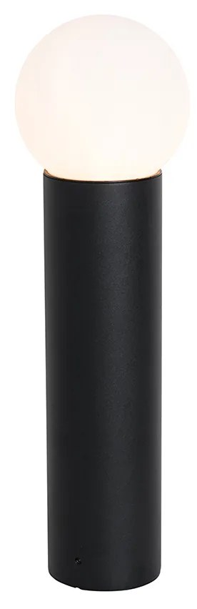 Čierna vonkajšia stojaca lampa s opálovým sklom 50 cm IP44 - Huma