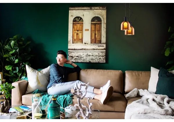 Klausen 111050 - Luster na lanku FIRE 1xE27/9W/230V hnedá/čierna