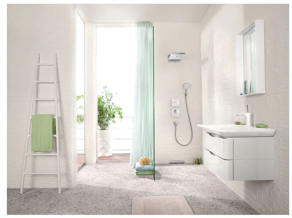 Hansgrohe ShowerSelect Glass, ventil pod omietku pre 3 spotrebiče, biela/chrómová, HAN-15736400