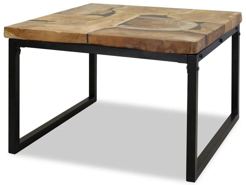 Konferenčný stolík, teakové drevo a živica 60x60x40 cm