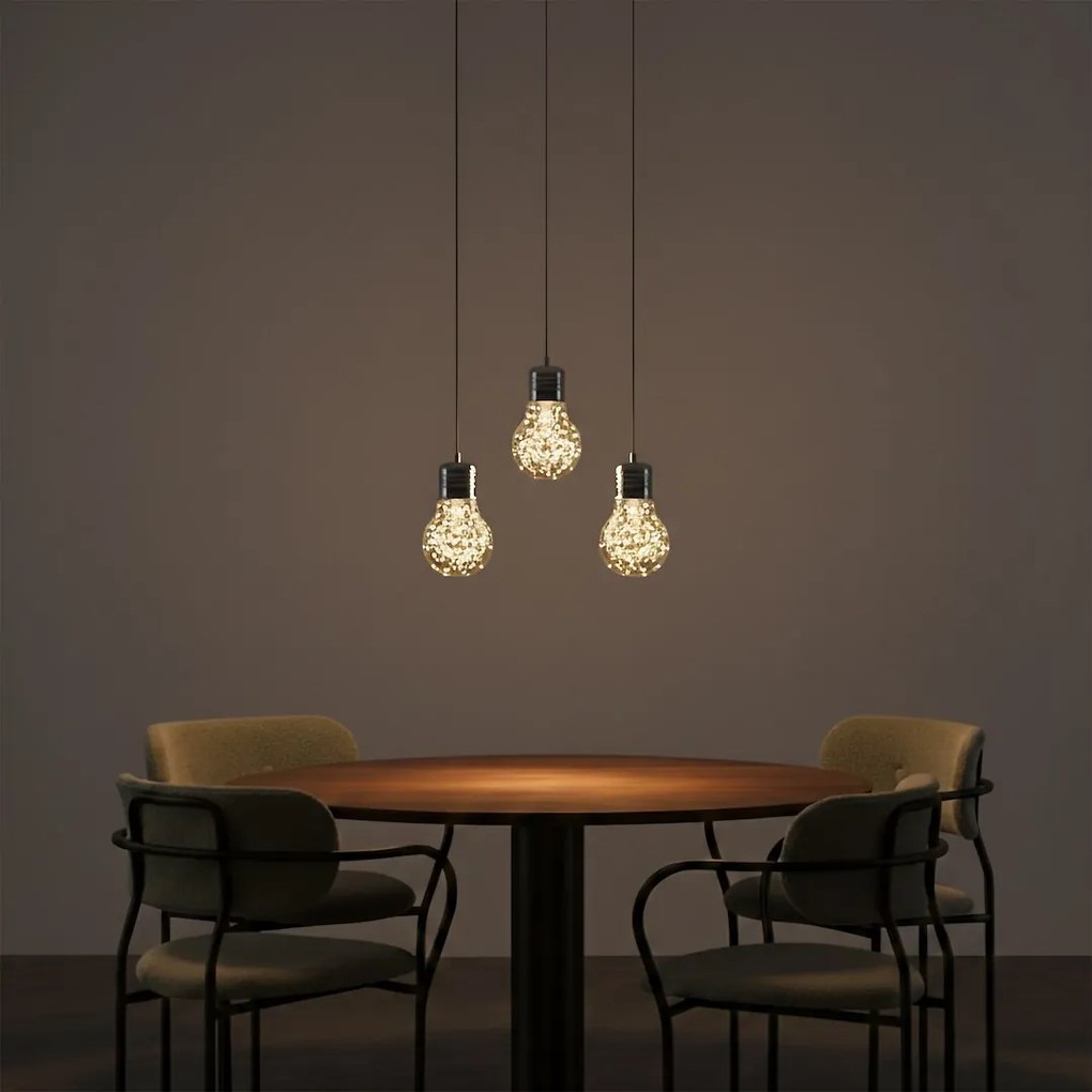 Závesné svietidlo Bulb 3, chrómové telo svietidla, ch