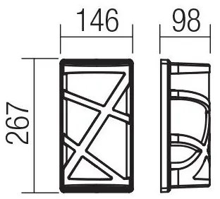 Redo 9097 - Vonkajšie nástenné svietidlo VORTEX 1xE27/20W/230V IP44