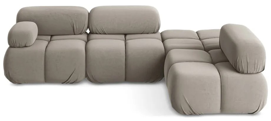 Béžová zamatová modulárna rohová pohovka (pravý roh) Lokua – Makamii