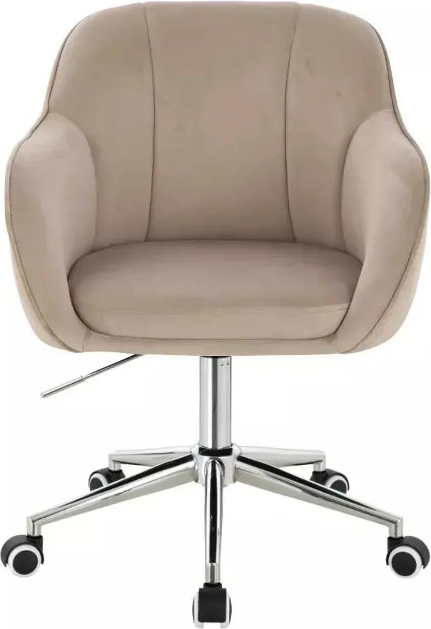 LuxuryForm DESIGN Stolička AVOLA VELUR na striebornej podstave s kolieskami - latte