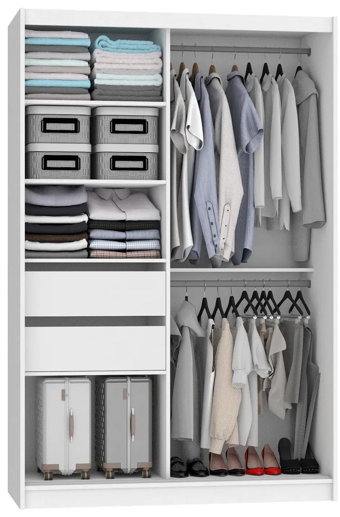 Šatníková skriňa 133 cm Belini  čierny mat / biely mat s posuvnými dverami zrkadlom a zásuvkami  MBP SZP6/1/B/W/0/KLP