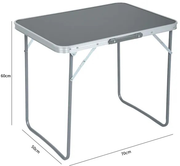 Turistický stolík ARES 70x50 cm sivý