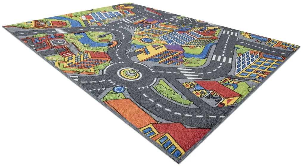 Protišmykový detský koberec REBEL ROADS 97 Veľkomesto, sivý