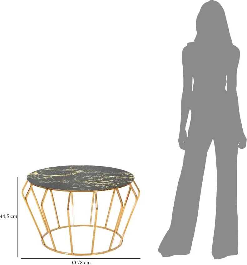 Konferenčný stolík Histor 78 cm zlatý/čierny mramor