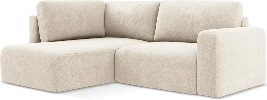 Krémovobiela ženilková rozkladacia/s úložným priestorom rohová pohovka (ľavý roh/do L) Kona – Makamii