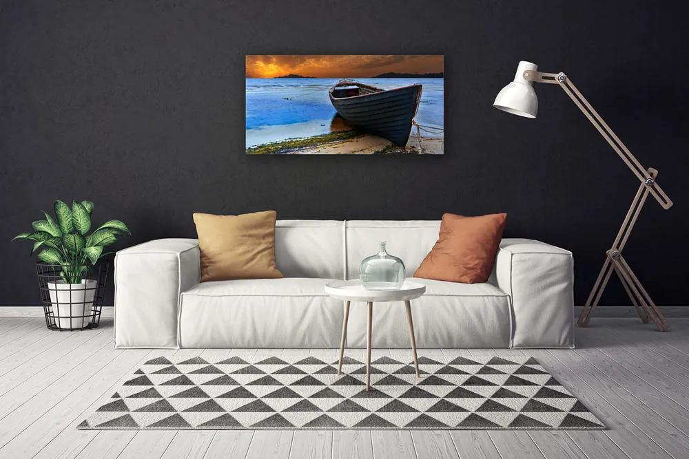 Obraz Canvas Loď more pobrežie pláž 120x60 cm