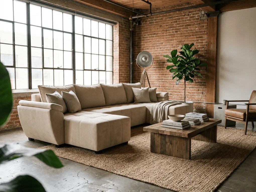 Rozkladacia sedacia súprava do U LIVARO 305x140 cm, krémová