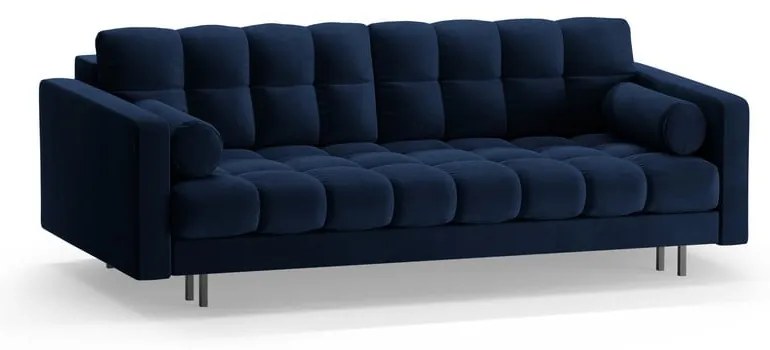 Tmavomodrá zamatová rozkladacia/s úložným priestorom pohovka 222 cm Bali – Cosmopolitan Design