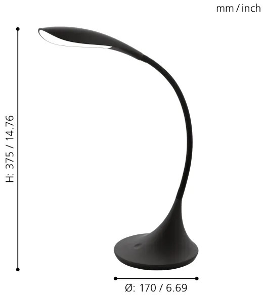 Eglo 94673 - LED stmievateľná stolná lampa DAMBERA 1xLED/4,5W/230V čierna