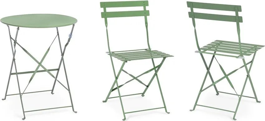 Šalviovozelená oceľová záhradná jedálenská súprava pre 2 Austin – Bizzotto