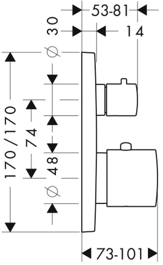 Axor Citterio M - Termostatická batéria pod omietku s uzatváracím a prepínacím ventilom, chróm 34725000