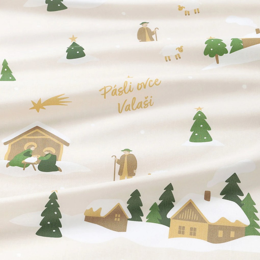 Goldea vianočný okrúhly obrus 100% bavlnené plátno - pásli ovce valaši Ø 130 cm