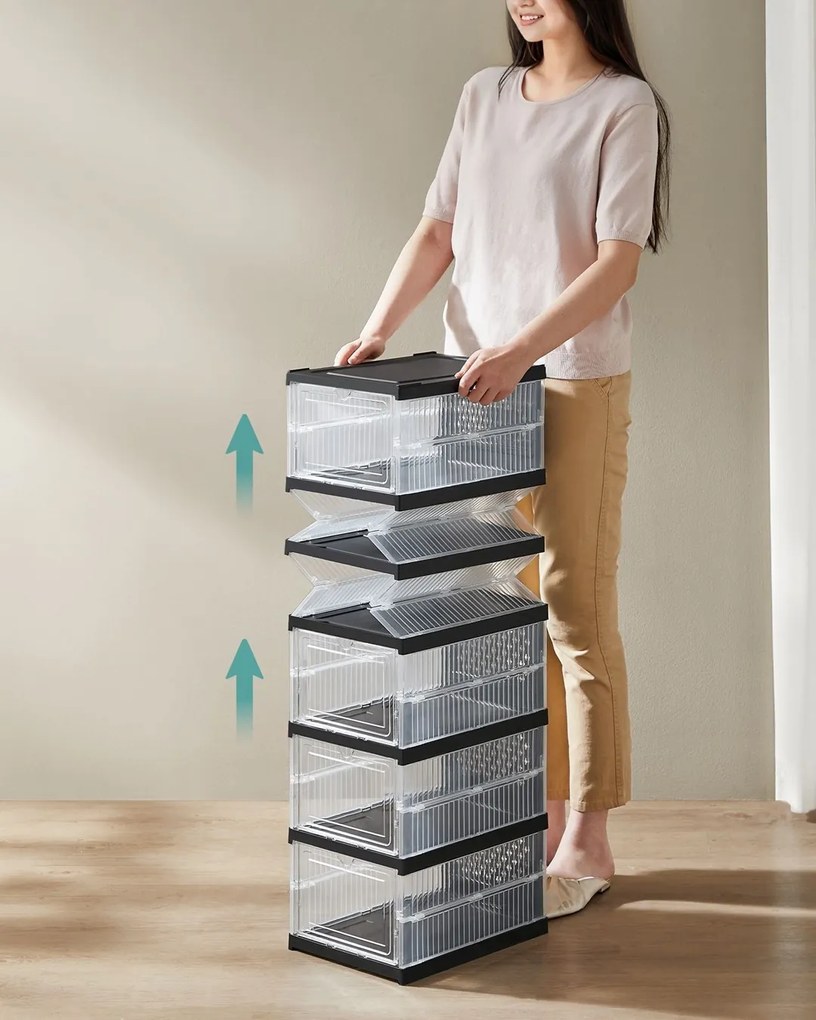 Úložný box Axel, sada 12ks, 35,5x25,6x17,6 cm, čierna
