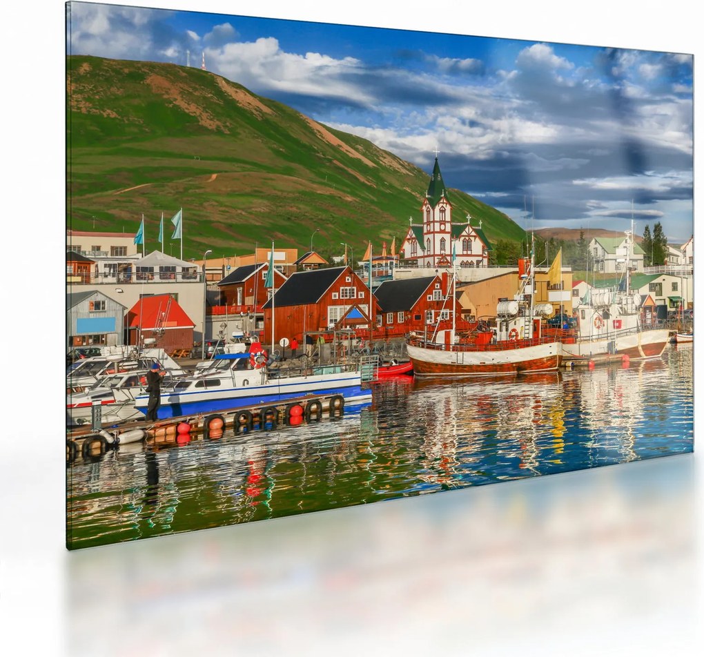 Sklenený obraz - Húsavík (70x50 cm)
