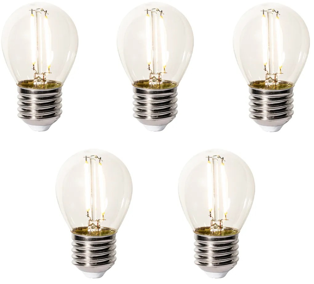 Sada 5 ks E27 dimbare LED lamp P45 helder glas 3W 250 lm 2200K