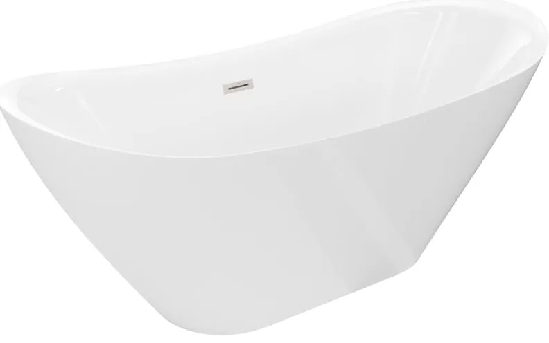 Mexen Lotos, voľne stojaca vaňa 150 x 75 cm, biela, prepad brúsený nikel, 52051507700-97