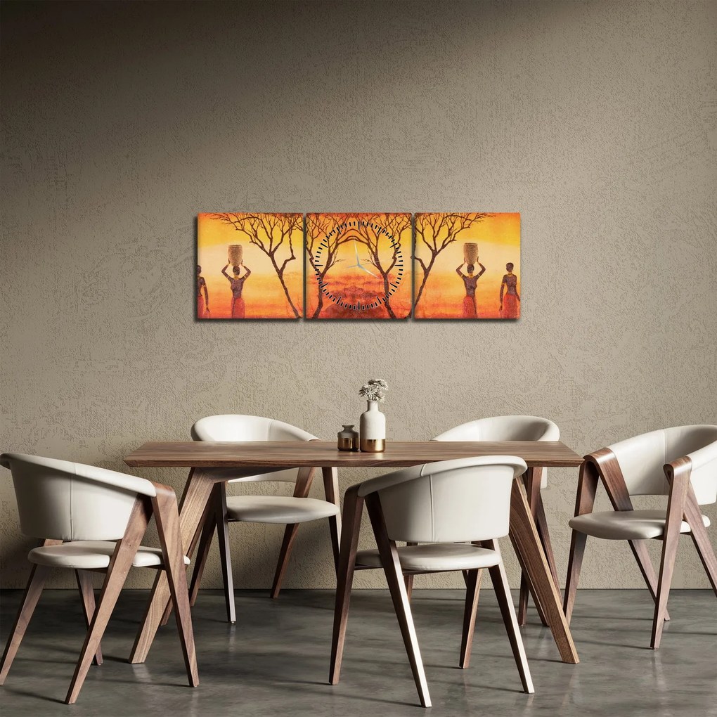 Obraz - Africká savana (s hodinami) (90x30 cm)