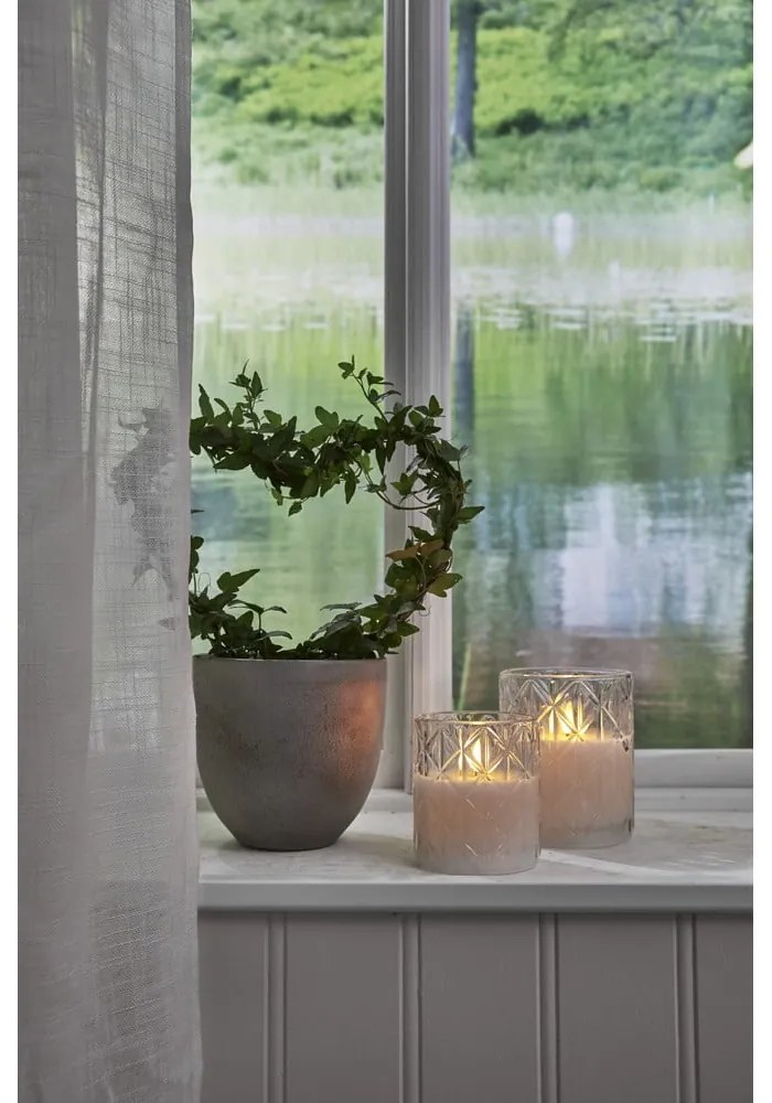 Biela LED vosková sviečka v skle Star Trading Flamme Romb, výška 12,5 cm