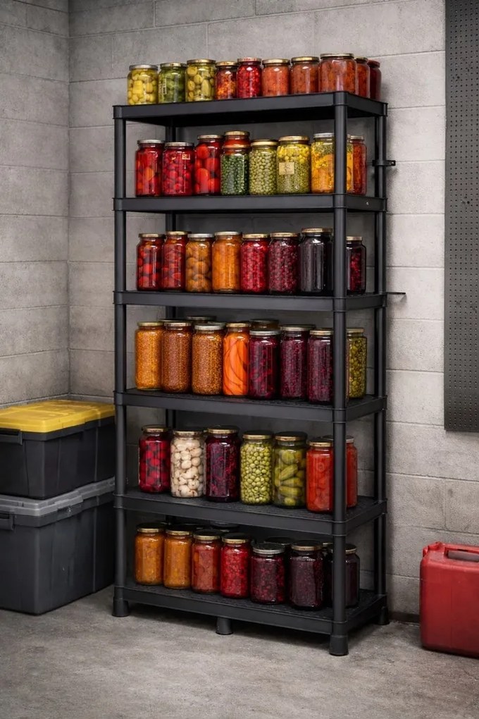 Plastový dielenský regál Stacker 74x172,5 cm čierny