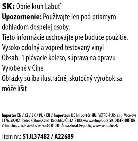 Vetro-plus Nafukovací kruh Labuť, pr. 115 cm