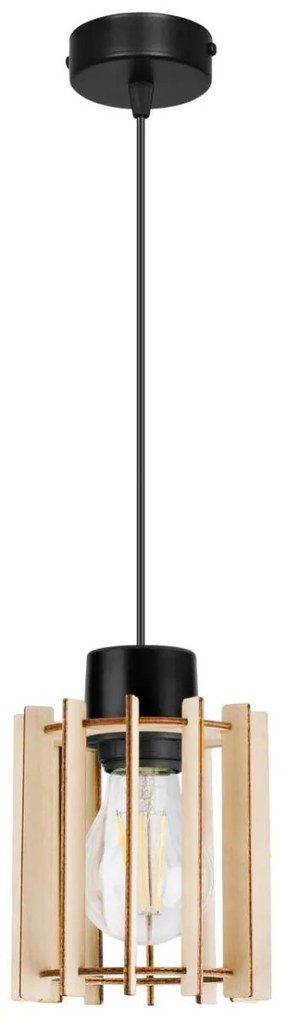 Závesné svietidlo Timber 7, 1x drevené tienidlo